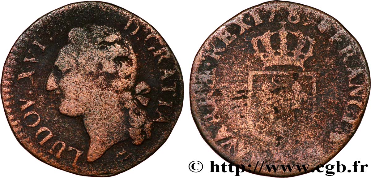 LOUIS XVI Demi-sol dit  à l écu  1789 Montpellier B+