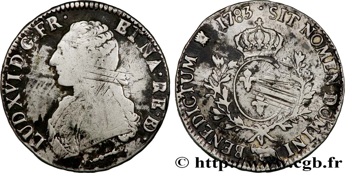 LOUIS XVI Écu aux branches d olivier 1783 Pau B