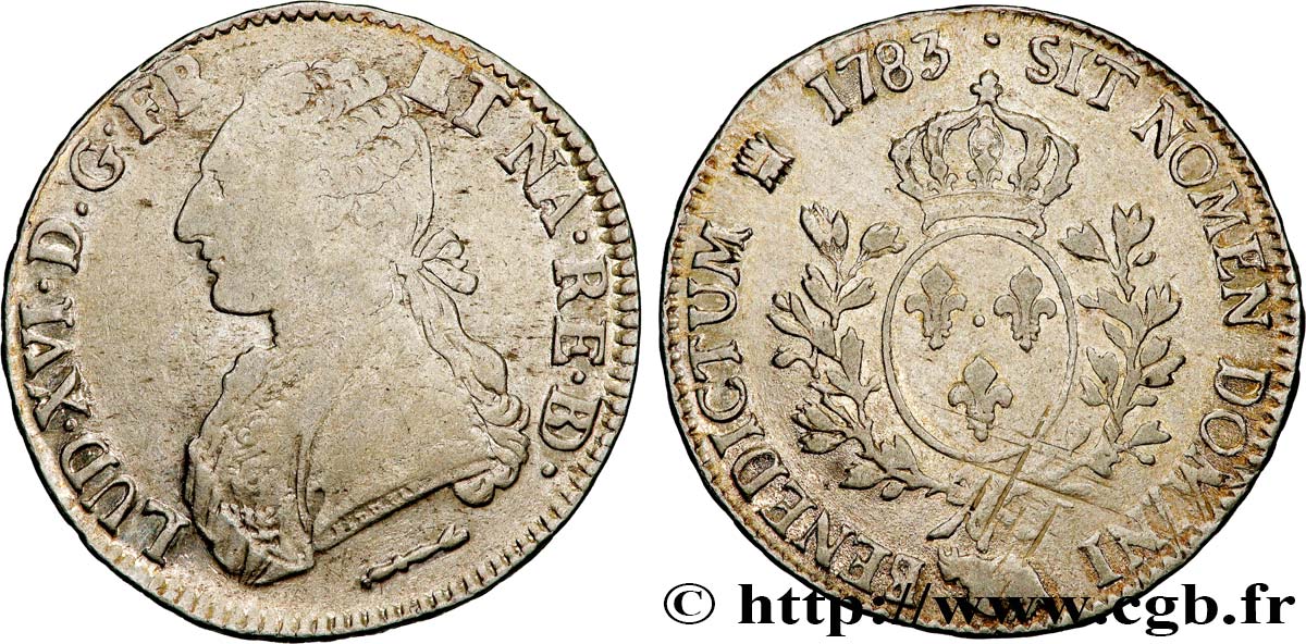 LOUIS XVI Écu aux branches d olivier 1783 Pau TB+