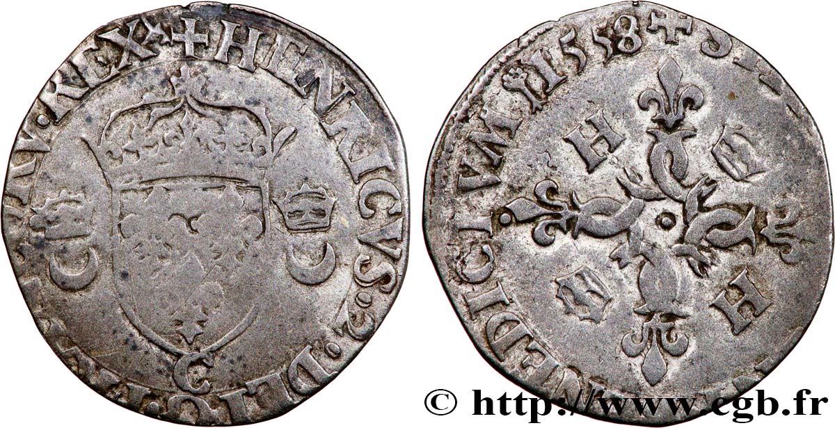 HENRI II Douzain aux croissants 1558 Saint-Lô TB