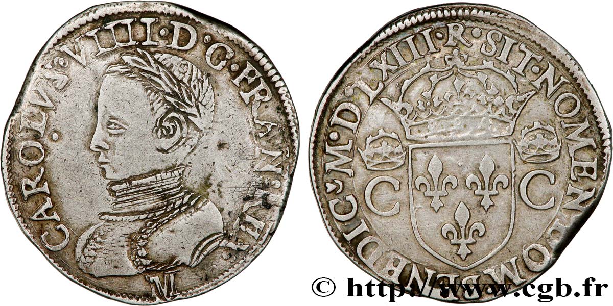 CHARLES IX Teston, 2e type 1563 Toulouse TB+