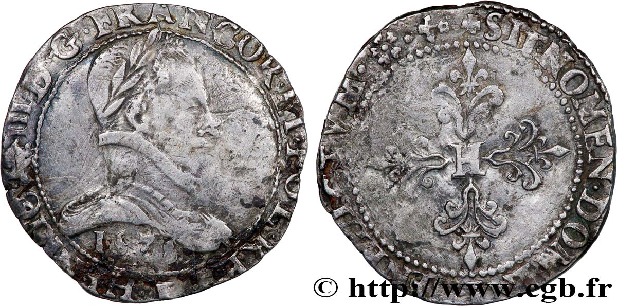 HENRY III Franc au col plat 1578 Bayonne VF