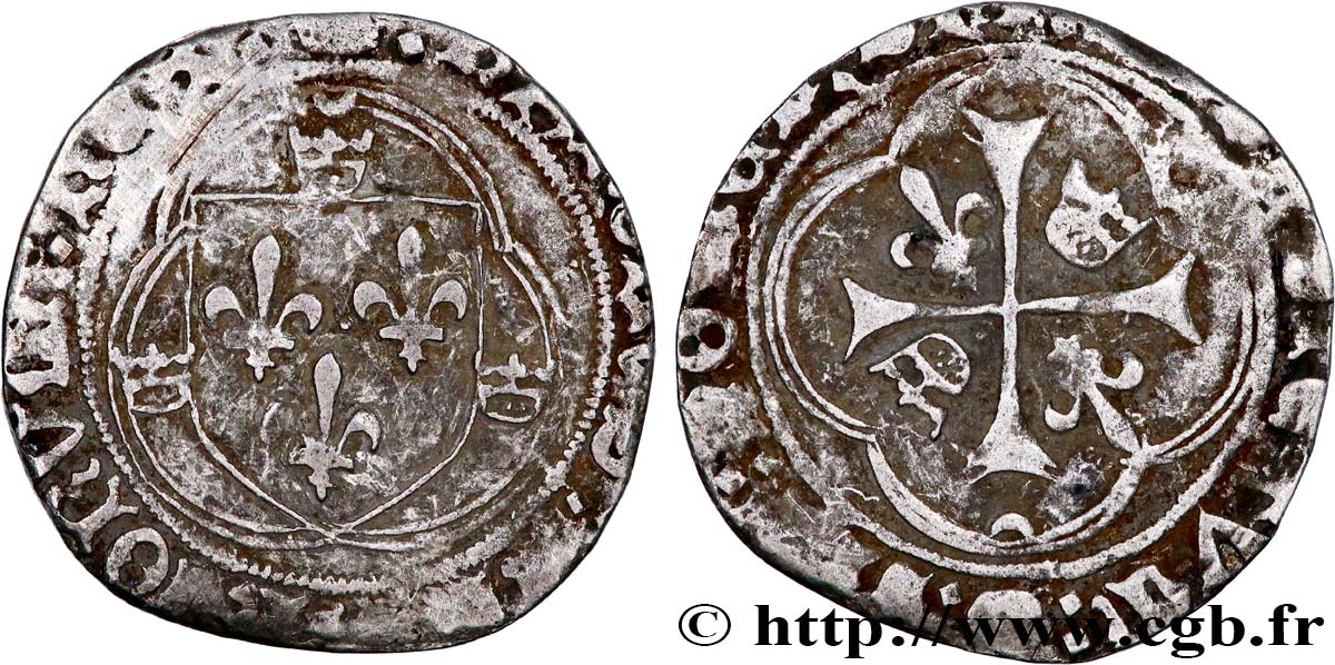 CHARLES VIII Blanc à la couronne n.d. Bordeaux TB