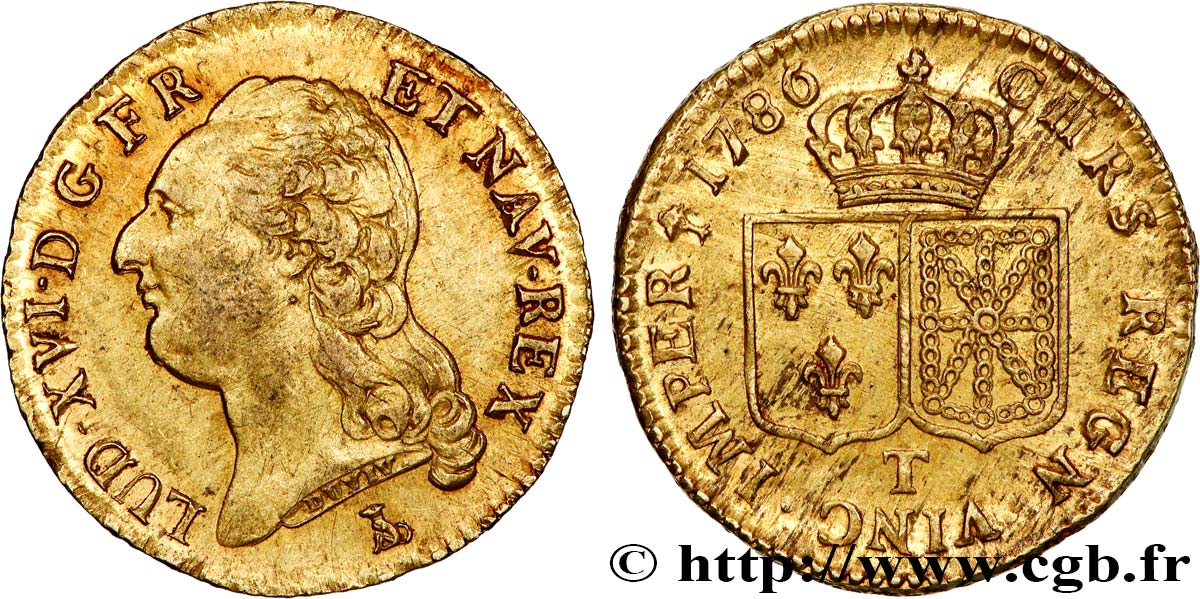 LOUIS XVI Louis d or aux écus accolés 1786 Nantes MBC+/EBC
