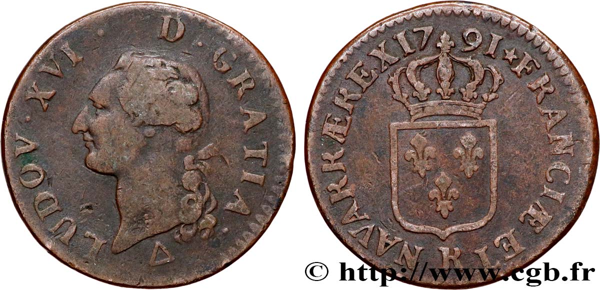 LOUIS XVI Sol dit &nbsp;à l&nbsp;écu&nbsp; 1791 Orléans TB+