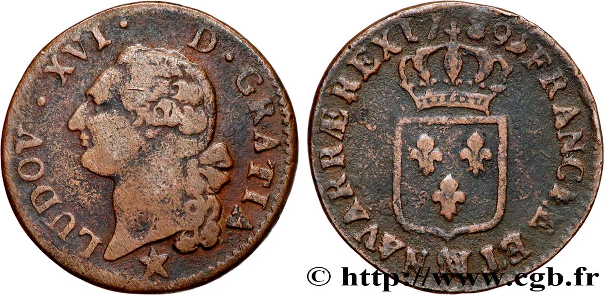 LOUIS XVI Sol dit  à l écu  1789 Marseille TB