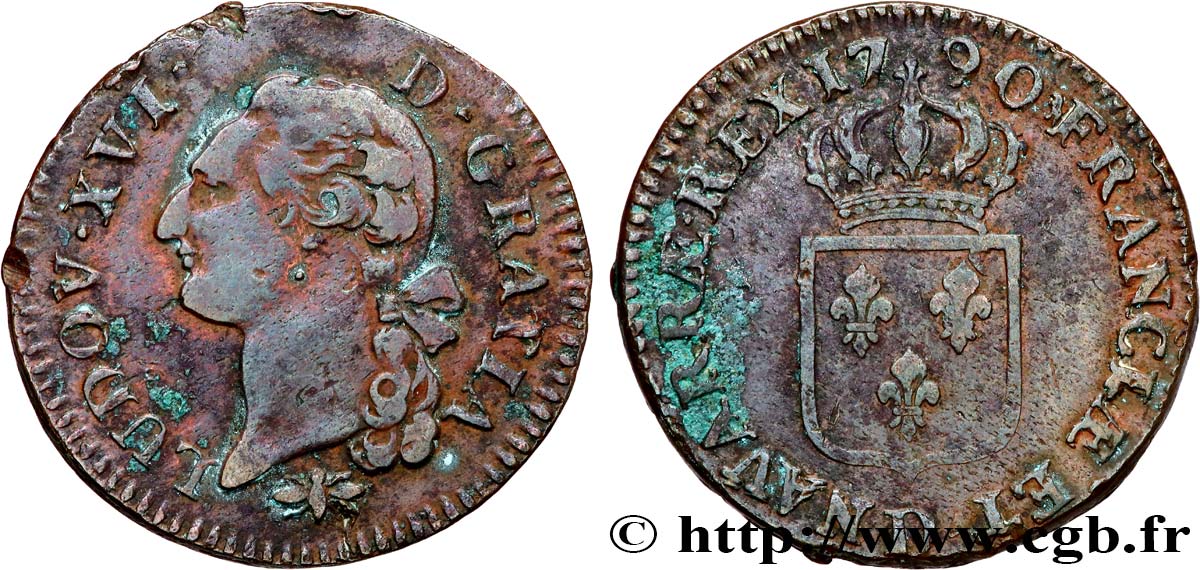 LOUIS XVI Sol dit  à l écu  1790 Lyon VF