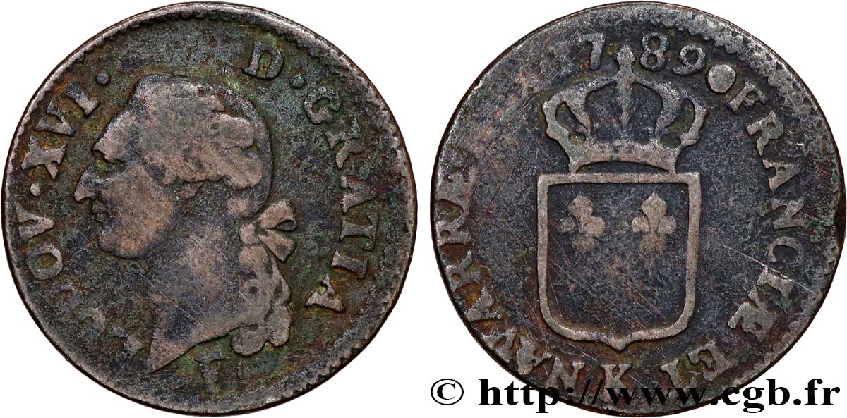 LOUIS XVI Sol dit &nbsp;à l&nbsp;écu&nbsp; 1789 Bordeaux VF