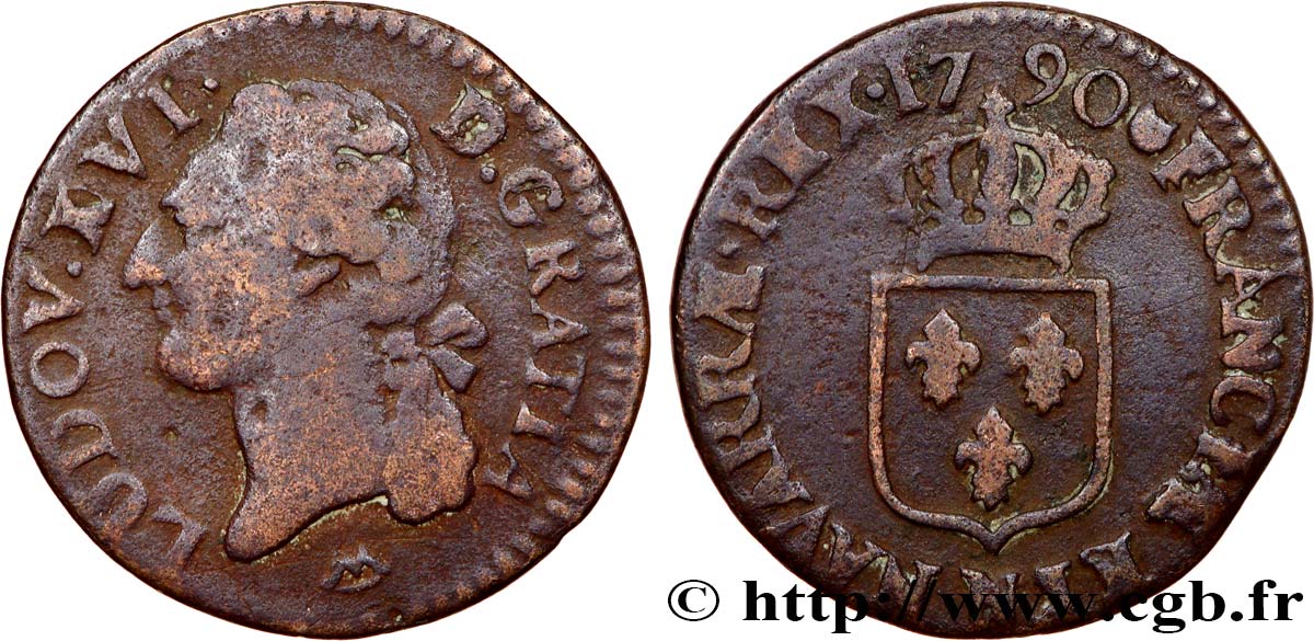 LOUIS XVI Demi-sol dit  à l écu  1790 Montpellier TB