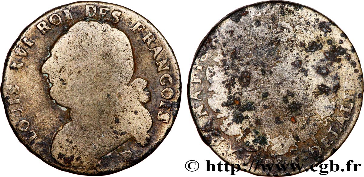 LOUIS XVI 12 deniers dit  au faisceau , type FRANCOIS 1793 Orléans F/VG