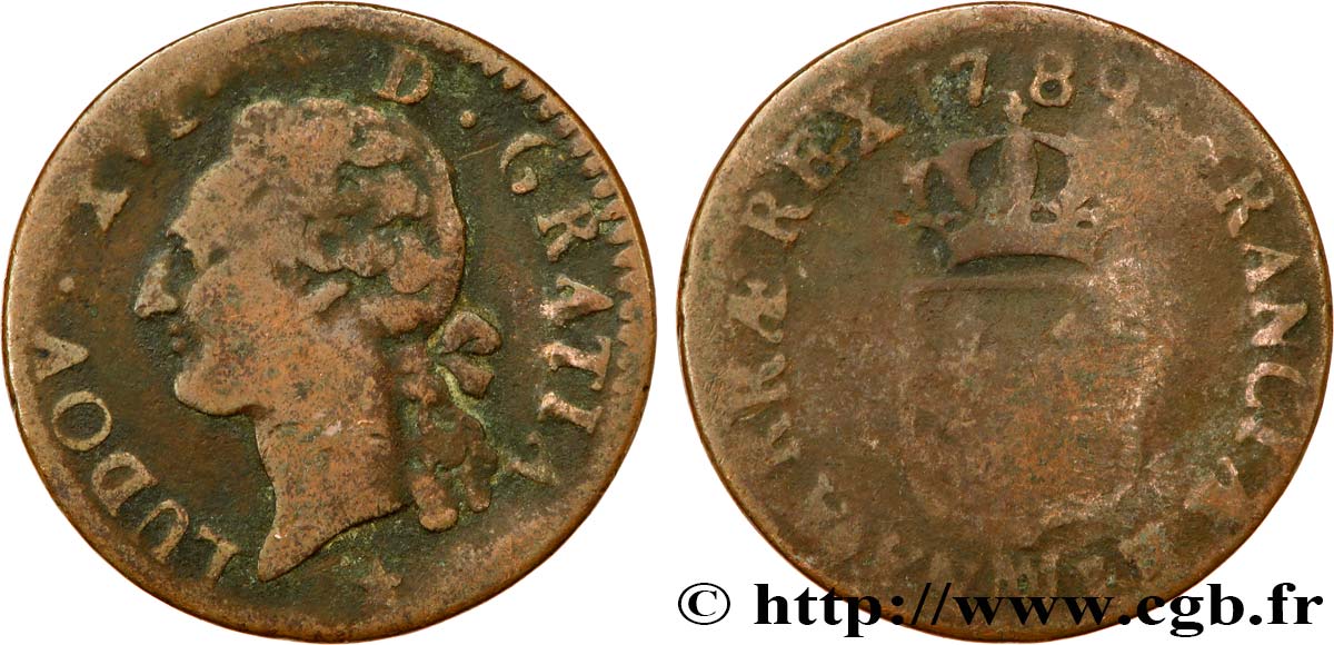 LOUIS XVI Demi-sol dit &nbsp;à l&nbsp;écu&nbsp; 1789 Marseille TB