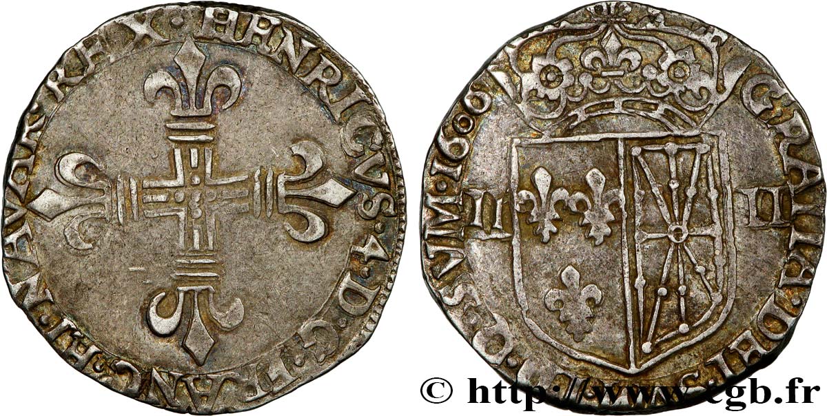 HENRI IV LE GRAND Quart d écu de Navarre 1606 Saint-Palais TTB/TTB+