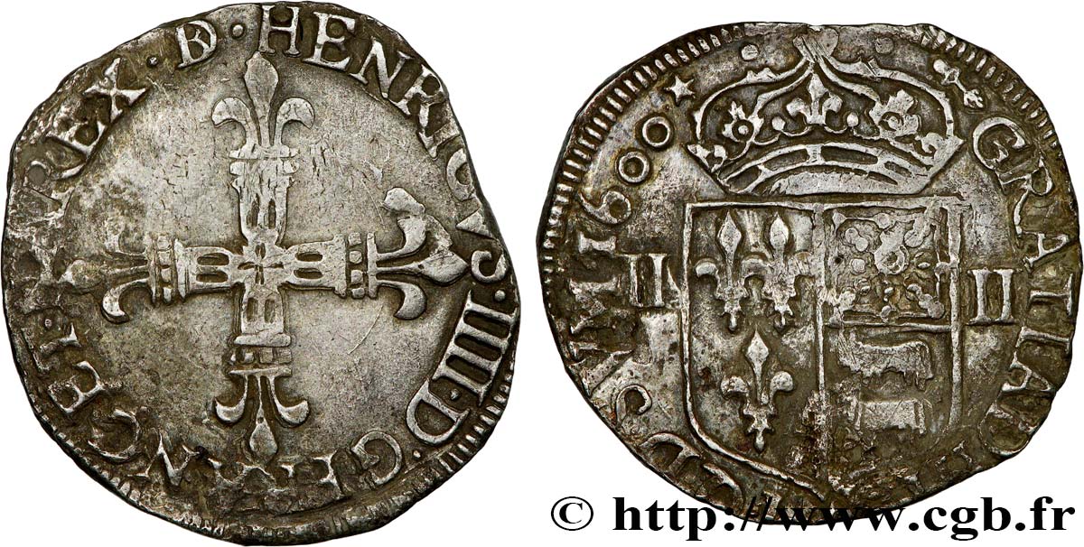 HENRI IV LE GRAND Quart d écu de Béarn 1600 Morlaàs TTB+