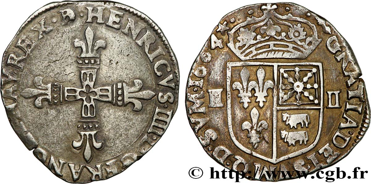 HENRY IV Quart d écu de Béarn 1604 Morlaàs SS