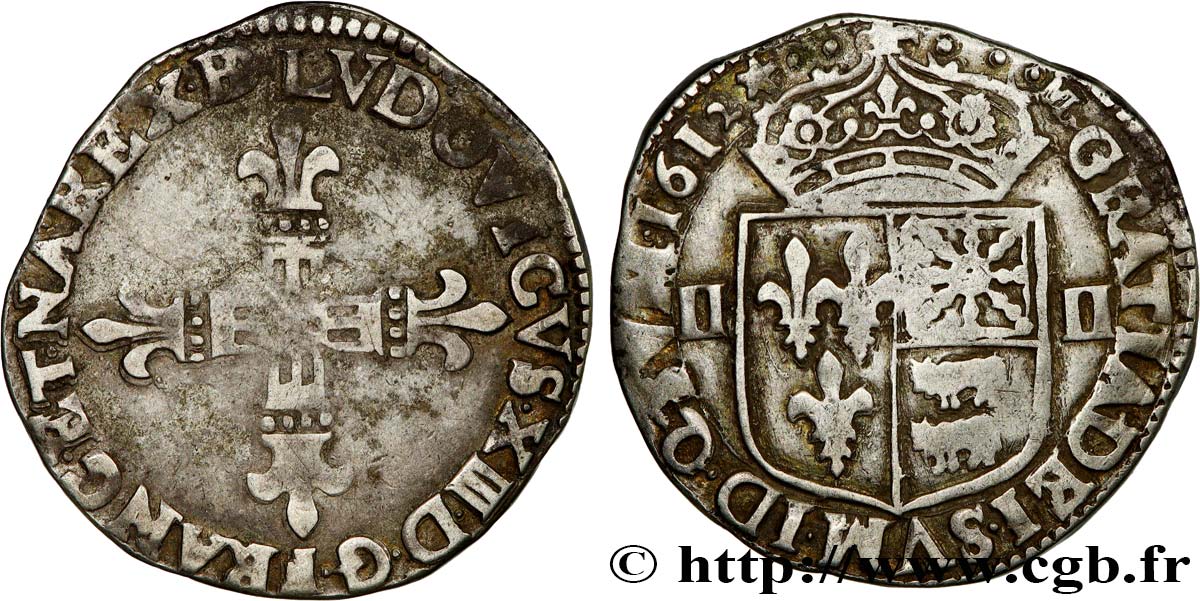 LOUIS XIII  Quart d écu de Béarn 1612 Morlaàs XF