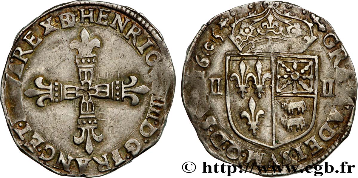 HENRI IV LE GRAND Quart d écu de Béarn 1605 Morlaàs TTB+