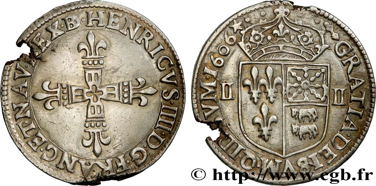 HENRI IV LE GRAND Quart d écu de Béarn 1606 Pau TTB/TTB+