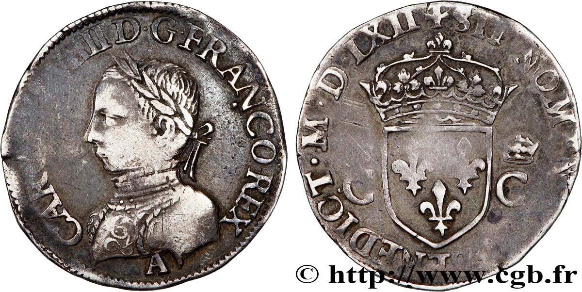 CHARLES IX Demi-teston, 2e type 1562 Paris TB+