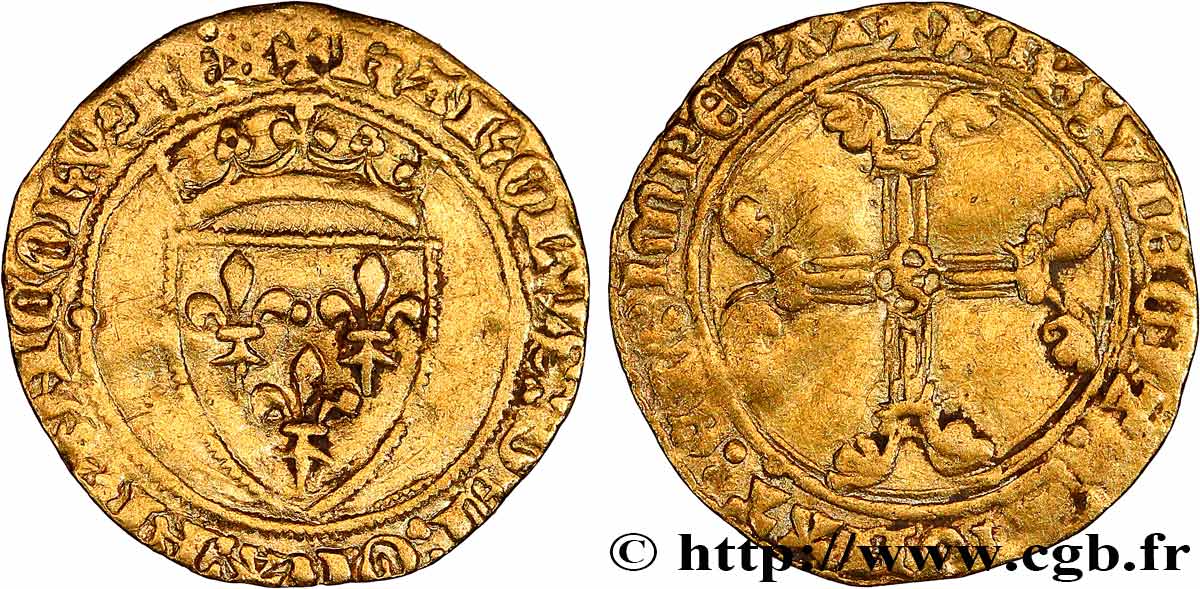 CHARLES VII  THE WELL SERVED  Demi-écu d or à la couronne ou demi-écu neuf n.d. Paris q.BB