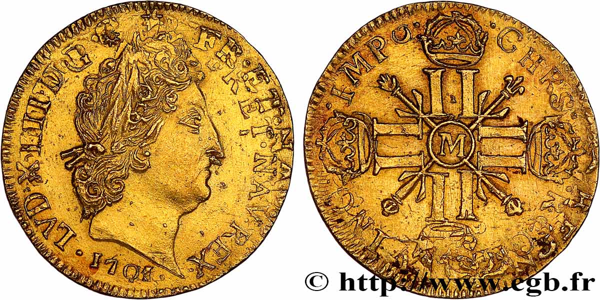 LOUIS XIV LE GRAND OU LE ROI SOLEIL Louis d’or aux huit L et aux insignes, fausse réformation 1701 Toulouse TTB+