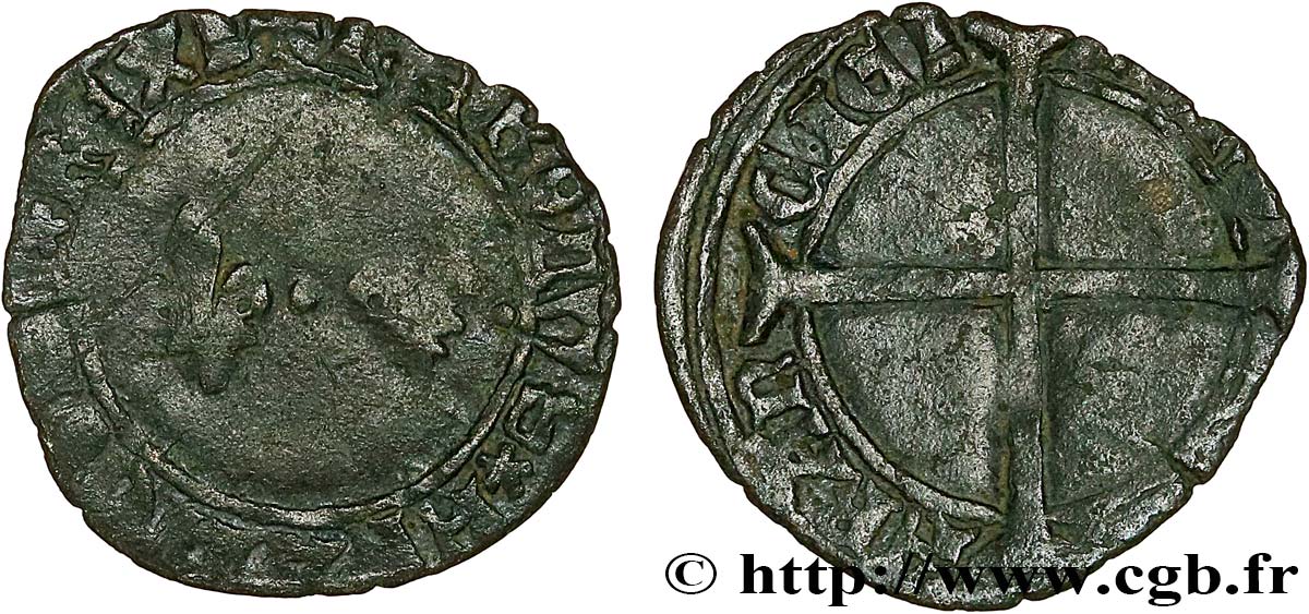 CHARLES VII  THE WELL SERVED  Denier tournois n.d. Tours BC+