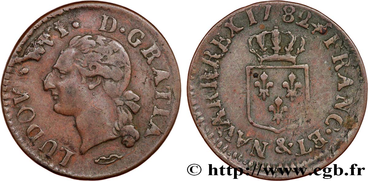 LOUIS XVI Liard dit  à l écu  1782 Aix-en-Provence TTB