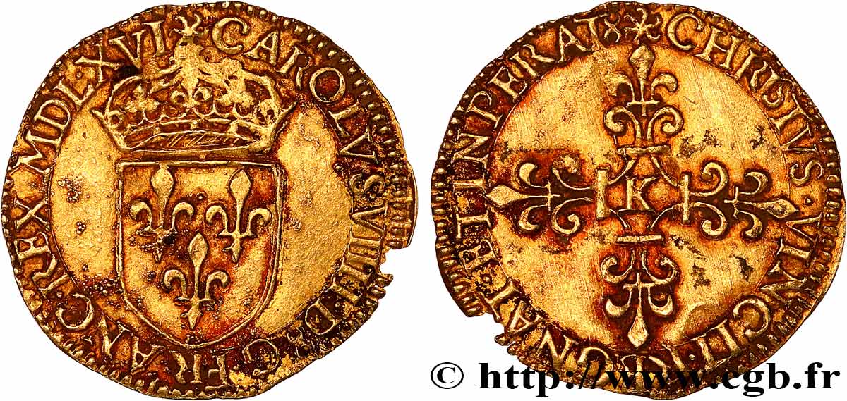 CHARLES IX Écu d or au soleil, 1er type 1566 Bordeaux TTB