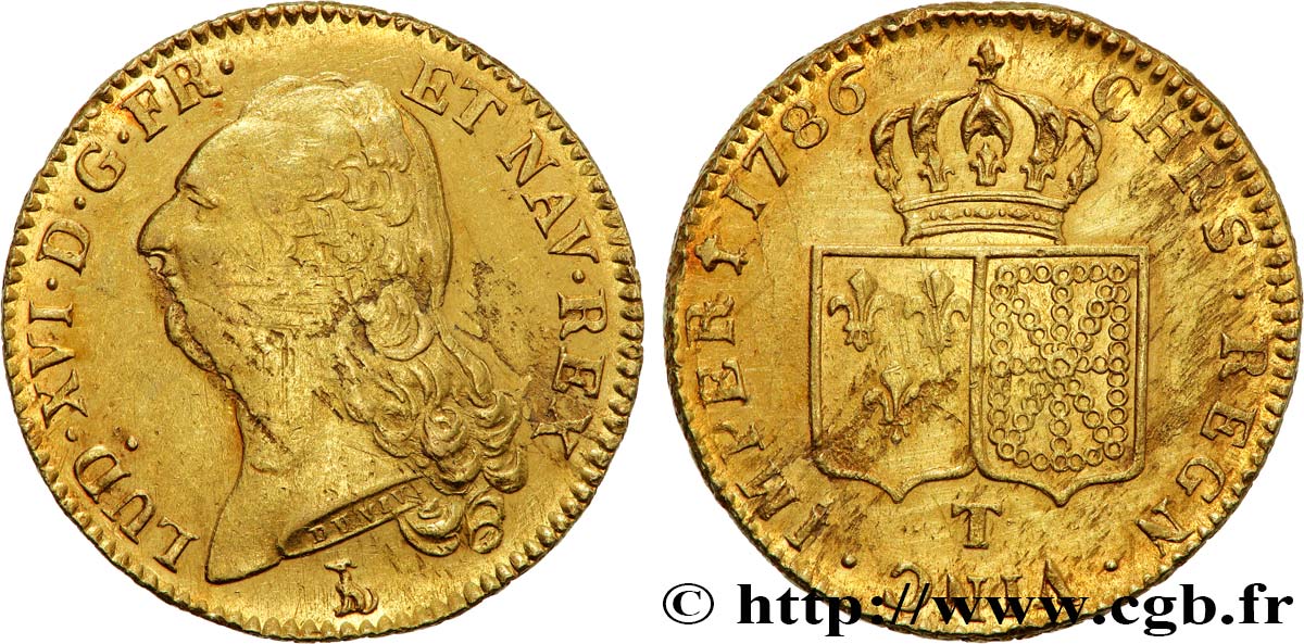 LOUIS XVI Double louis d’or dit  aux écus accolés  1786 Nantes TTB+