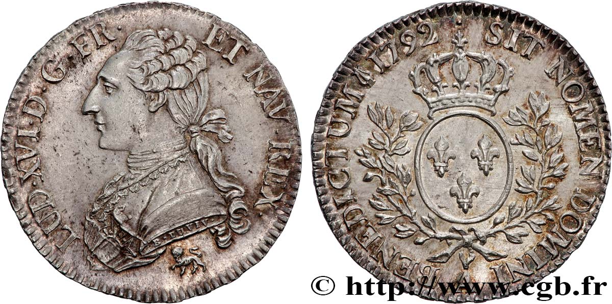 LOUIS XVI Demi-écu aux branches d&nbsp;olivier 1792 Paris AU
