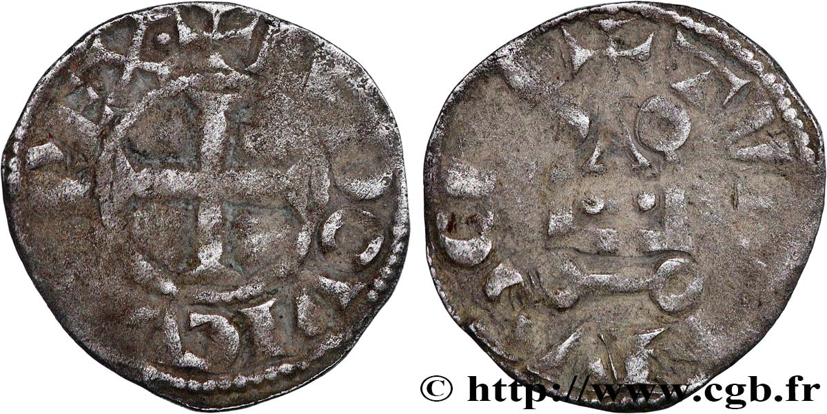 LOUIS VIII LE LION ET PREMIÈRE PARTIE DU RÈGNE DE LOUIS IX Denier tournois c.1223-1245  TB+
