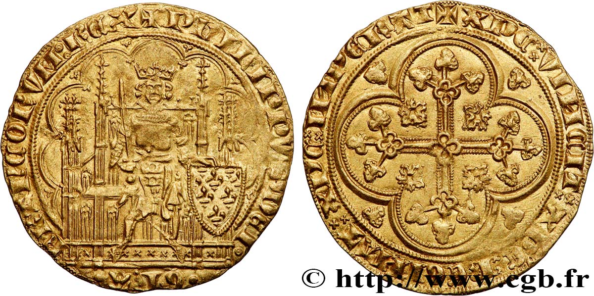 FELIPE VI OF VALOIS Écu d or à la chaise n.d.  MBC+