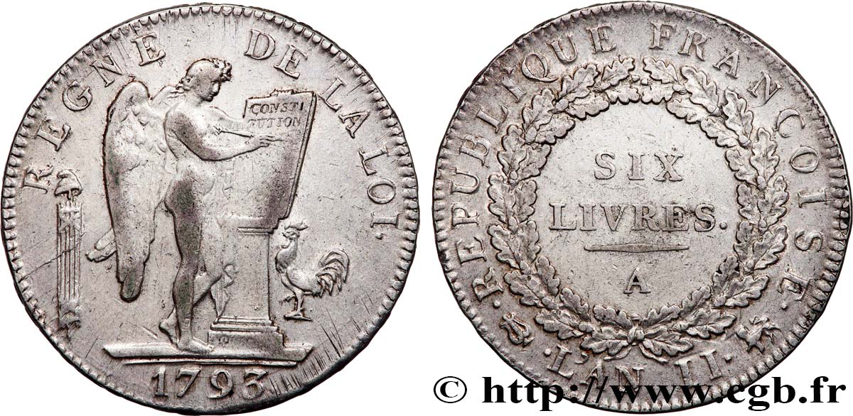 LA CONVENTION Six livres dit &nbsp;au génie&nbsp; 1793 Paris TTB