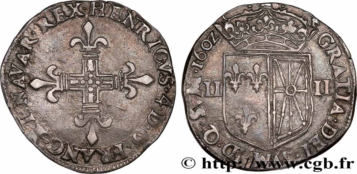 HENRI IV LE GRAND Quart d écu de Navarre 1602 Saint-Palais TTB