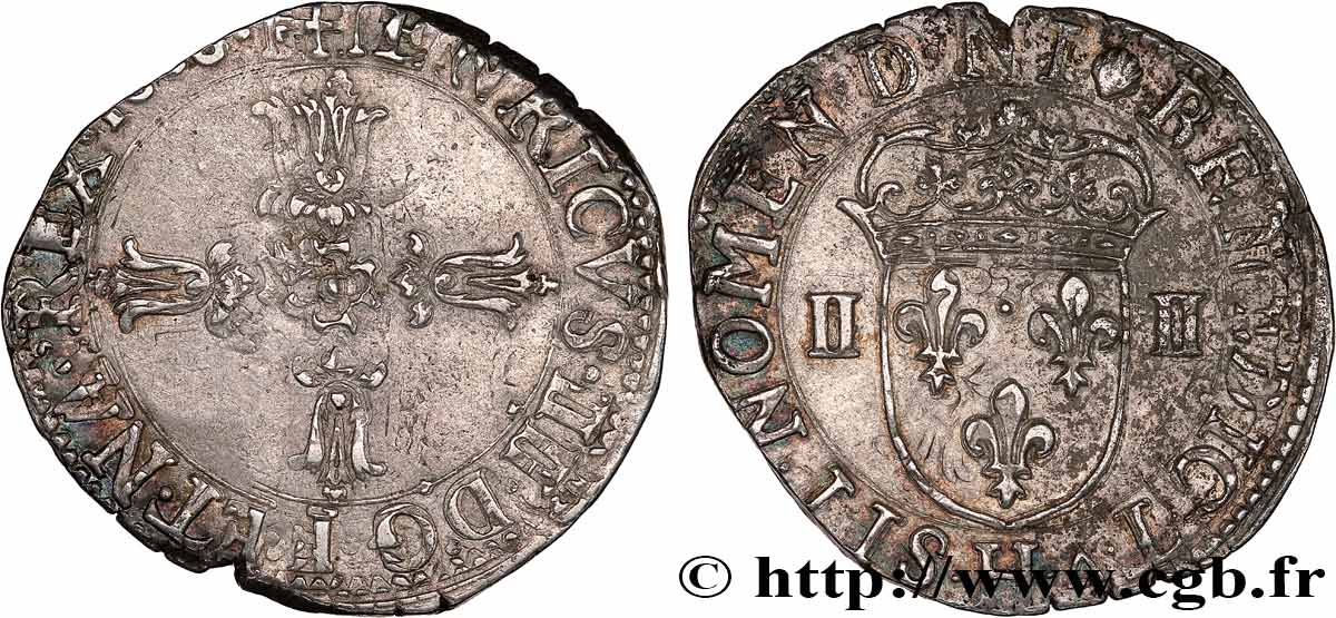 HENRI IV LE GRAND Quart d écu, croix feuillue de face 1606 La Rochelle TTB/TTB+