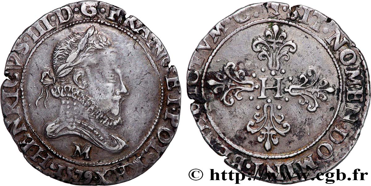 HENRY III Franc au col fraisé 1579 Toulouse fVZ