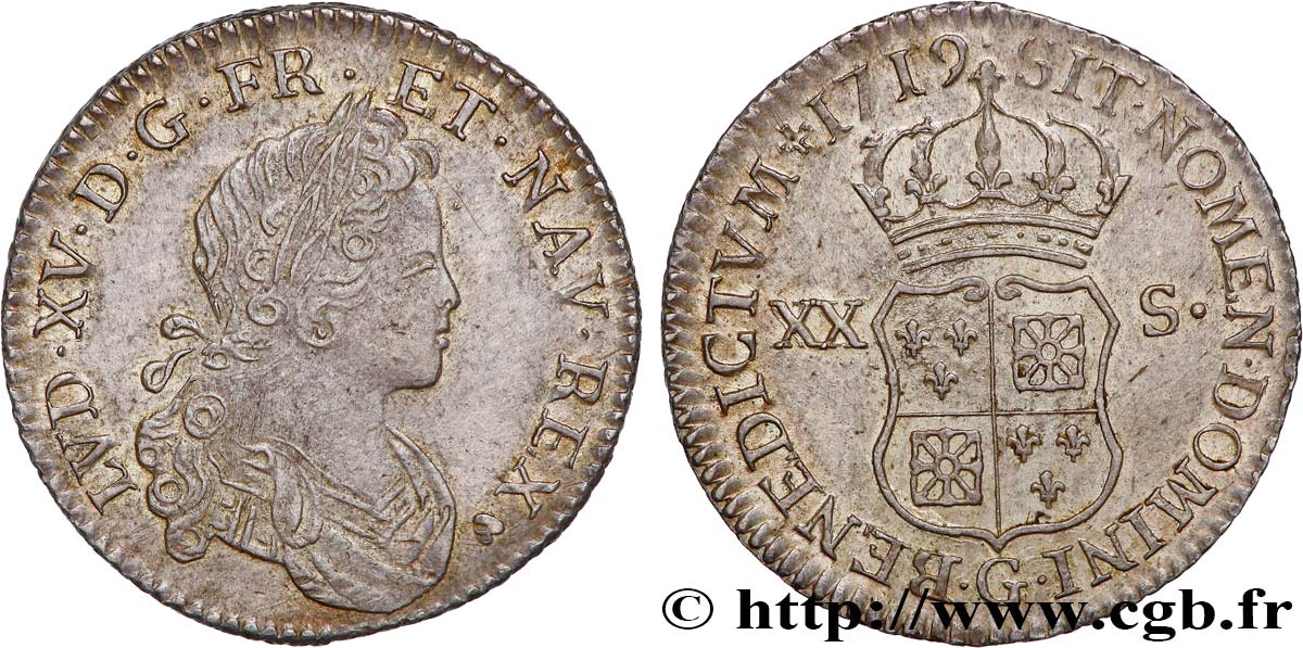 LOUIS XV DIT LE BIEN AIMÉ XX sols de Navarre 1719 Poitiers SUP