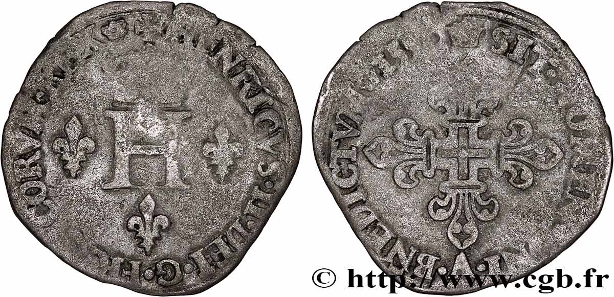 HENRI II Double sol parisis, ou six blancs ou  gros de Nesle  1550 Paris, Moulin de Nesle TB+