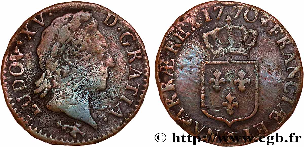 LOUIS XV  THE WELL-BELOVED  Demi-sol dit  à la vieille tête  1770 Besançon VF