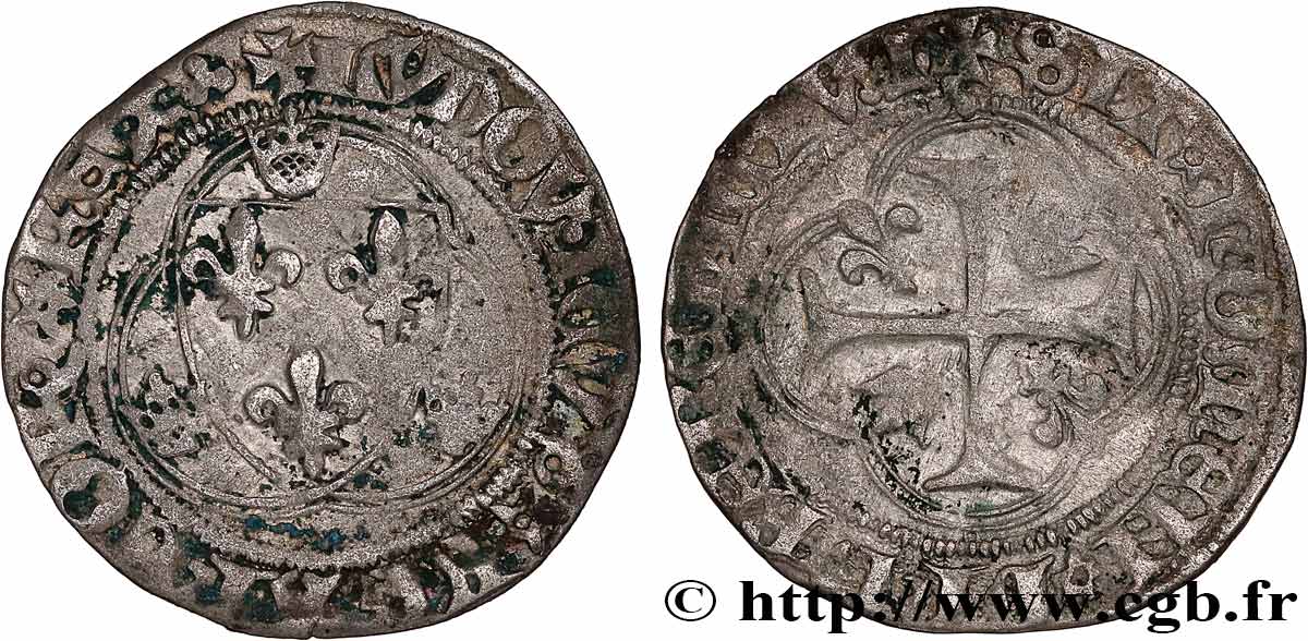 LOUIS XI LE PRUDENT Blanc à la couronne n.d. Lyon TB+