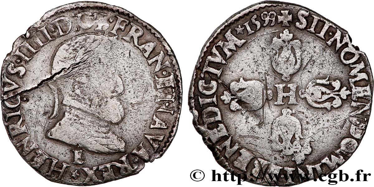 HENRY IV Demi-franc, 2e type de Tours 1599 Tours BC
