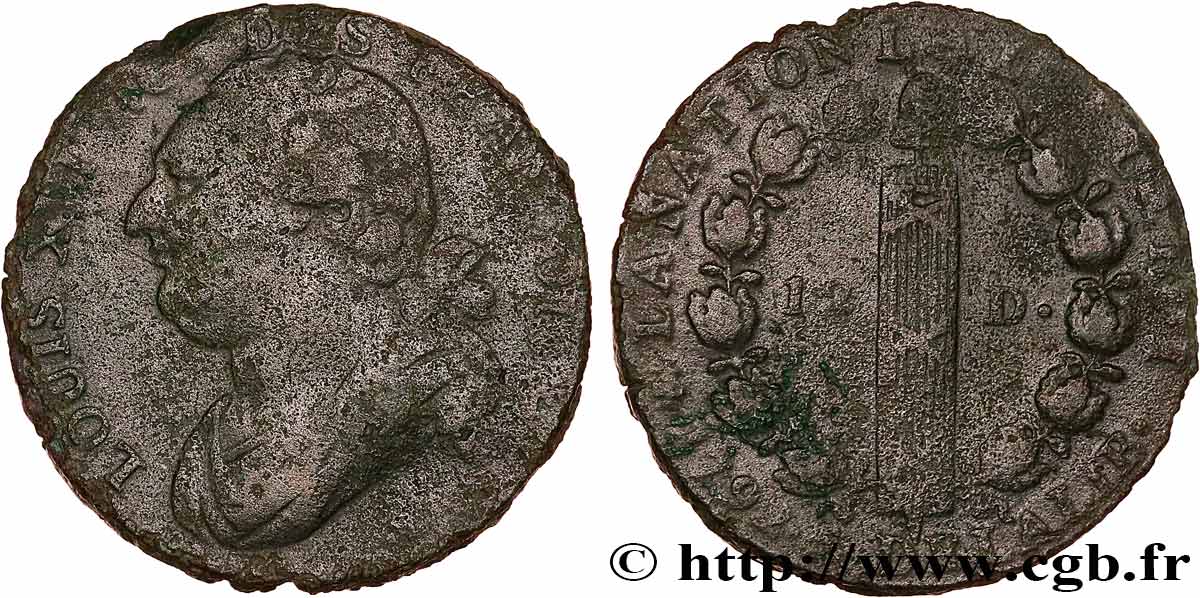 LOUIS XVI (MONARQUE CONSTITUTIONNEL)  12 deniers dit  au faisceau , type FRANÇOIS 1792 Paris TB