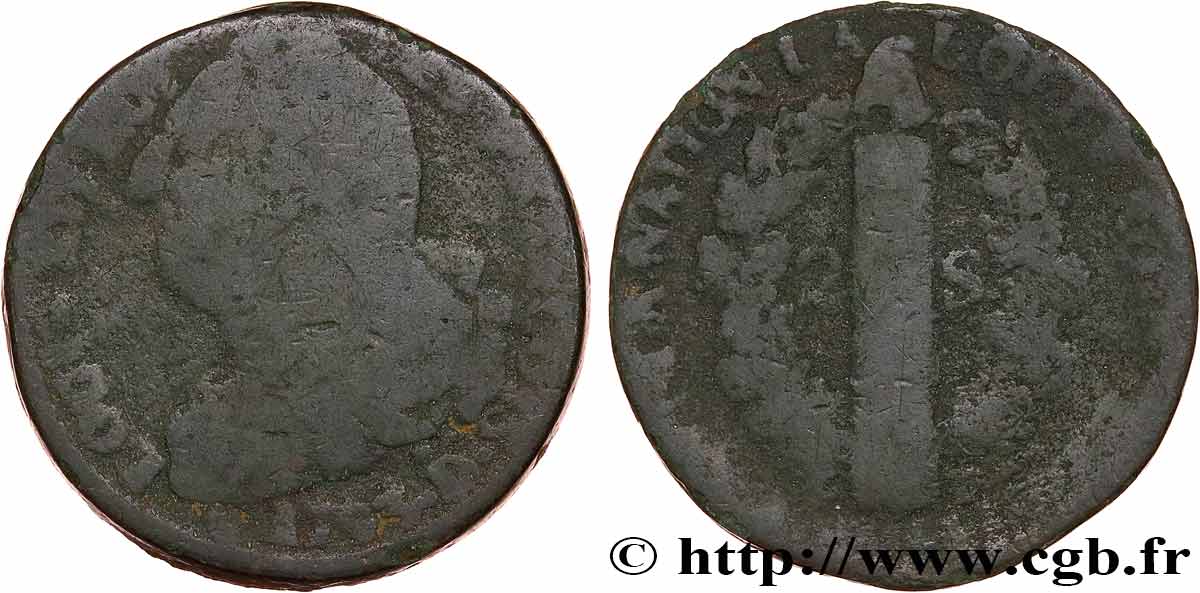 LOUIS XVI (MONARQUE CONSTITUTIONNEL)  2 sols dit  au faisceau , type FRANÇOIS 1793 Roanne B