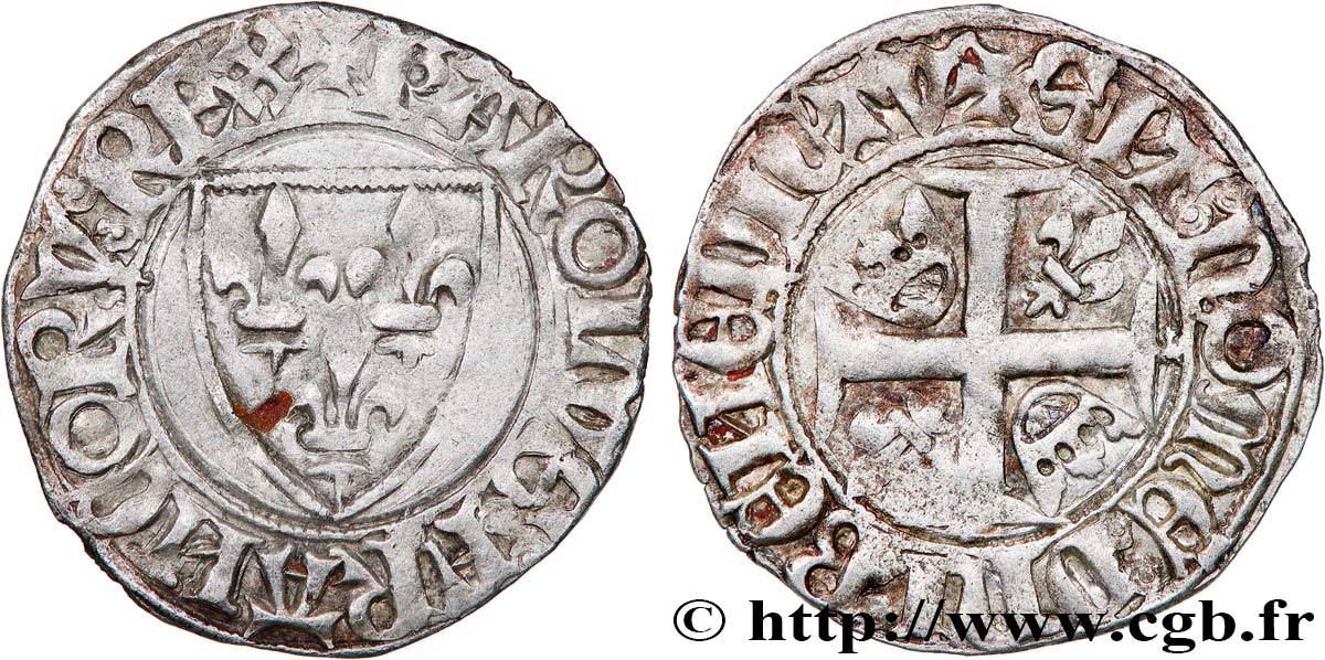 CHARLES VI  THE MAD  OR  THE WELL-BELOVED  Blanc dit  guénar  n.d. Rouen XF