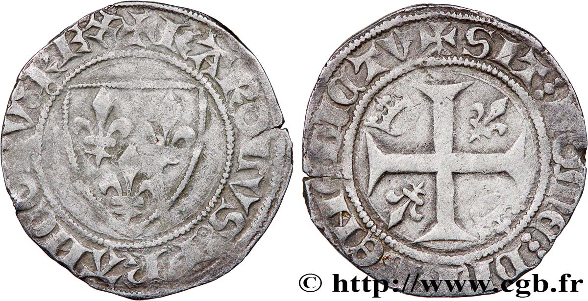 CHARLES VI LE FOU OU LE BIEN AIMÉ Blanc dit  guénar  n.d. Tournai TTB