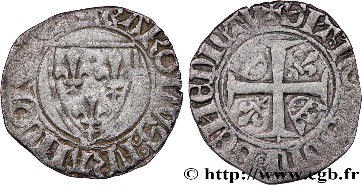 CHARLES VI  THE MAD  OR  THE WELL-BELOVED  Blanc dit  guénar  n.d. Rouen BC