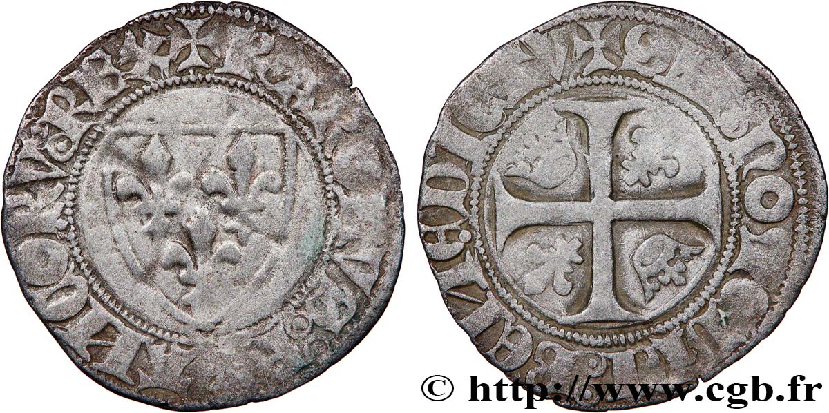 CHARLES VI  THE MAD  OR  THE WELL-BELOVED  Blanc dit  guénar  n.d. Troyes VF