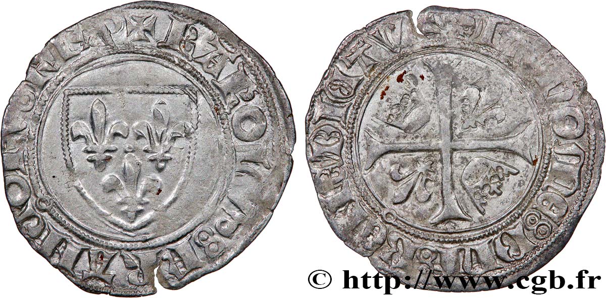 CHARLES VI LE FOU OU LE BIEN AIMÉ Blanc dit &nbsp;guénar&nbsp; n.d. Mâcon TTB