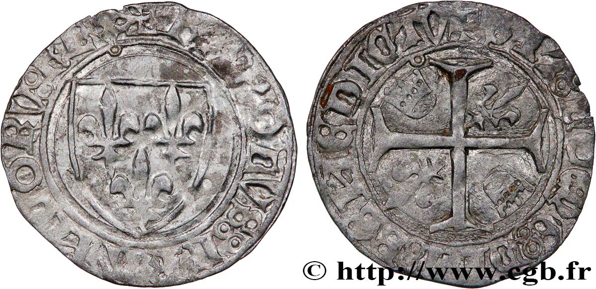 CHARLES VI LE FOU OU LE BIEN AIMÉ Blanc dit  guénar  n.d. Saint-Lô TB+
