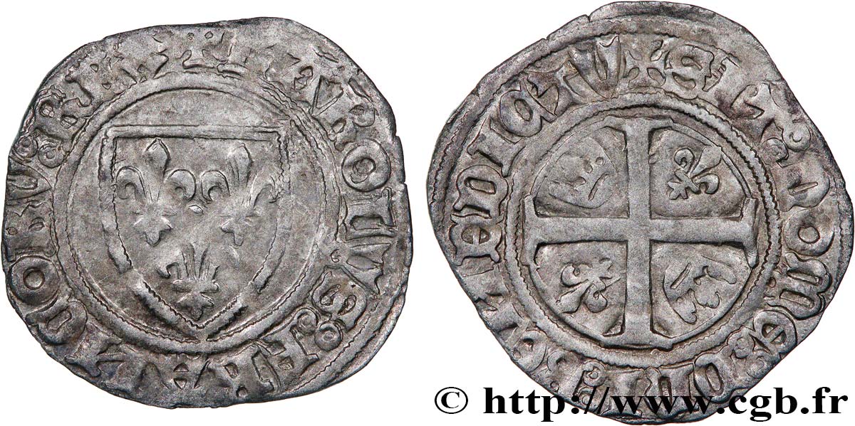 CHARLES VI LE FOU OU LE BIEN AIMÉ Blanc dit  guénar  n.d. Tours TB+