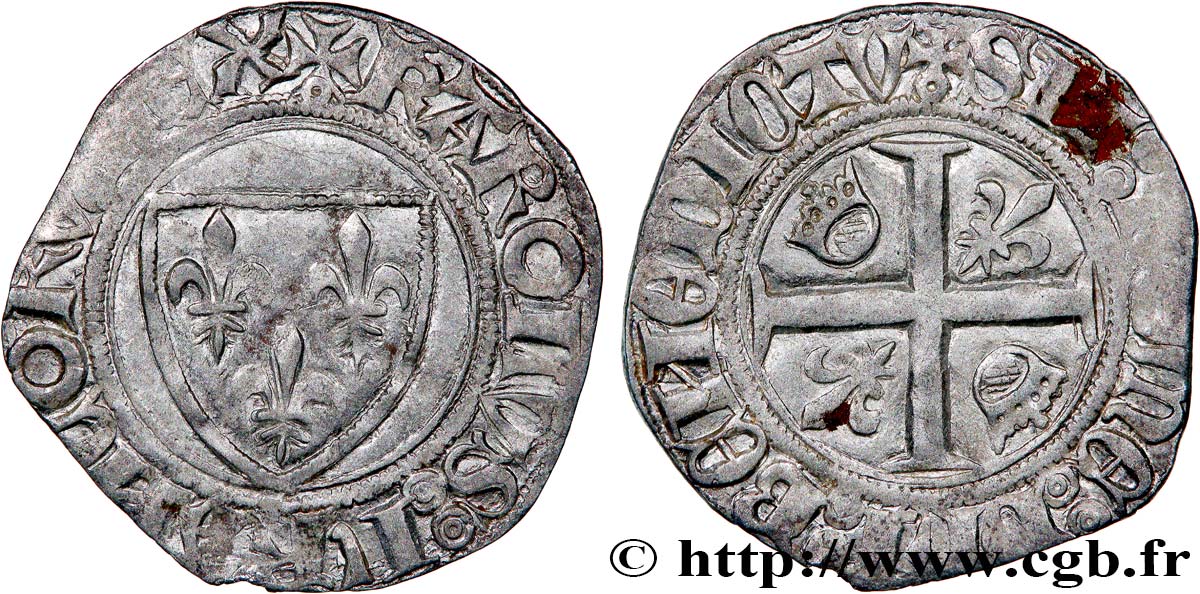 CHARLES VI LE FOU OU LE BIEN AIMÉ Blanc dit &nbsp;guénar&nbsp; n.d. Paris TTB